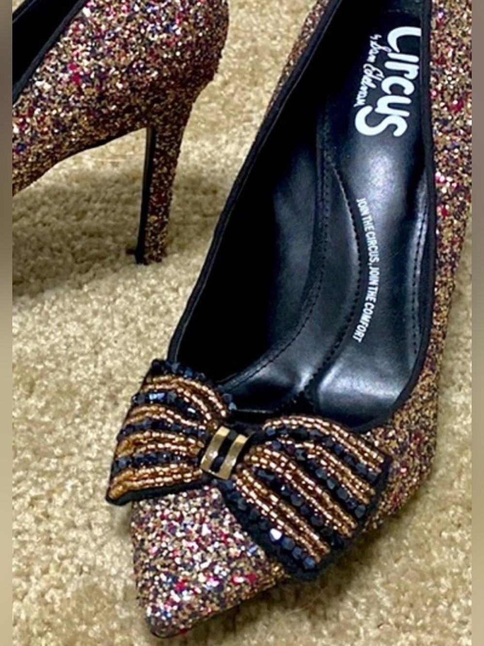 Sam Edelman Harriet glitter beading bow heels 7 Homecoming sorority rush - Picture 6 of 6